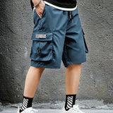 kkboxly  Men's Trendy Plain Color Cargo Shorts, Oversized Shorts With Pocket Plus Size