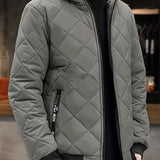 kkboxly  Warm Winter Plush Hooded Jacket, Men's Casual Zip Up Cotton Padded Jacket For Fall Winter Outdoor