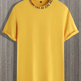 kkboxly  Men's Letter Ring Print Trendy T-shirt, Crew Neck Short Sleeve Tops, Graphic Tee Men's Clothes Summer, Men's Outfits