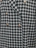 kkboxly  Houndstooth Print Blazer, Casual Double Breasted Long Length Outerwear, Women's Clothing