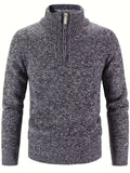 kkboxly  Men's Stand Collar Jacquard Knitting Thickened Warm Sweater