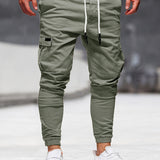 Trendy Solid Drawstring Cargo Pants, Men's Multi Flap Pocket Trousers, Loose Casual Outdoor Pants, Men's Work Pants Outdoors Streetwear Hip Hop Style