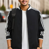 kkboxly  Zipper Style Fashionable And Versatile Men's Baseball Collar Jacket With Black And White Splicing, Suitable For Spring And Autumn