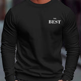kkboxly  ' Yes Boss ' Print Crew Neck Sweatshirt Pullover For Men Solid Color Sweatshirts For Spring Fall Long Sleeve Tops