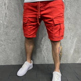 kkboxly Mens Casual Non Stretch Loose Fit Drawstring Cotton Cargo Shorts With Pockets, Male Clothes For Summer