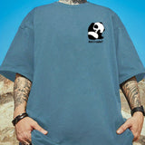 kkboxly  Plus Size Men's Casual Graphic Tees For Summer, "Cute Panda" Print Crew Neck Oversized T-shirts, Trendy Chic Outfit Men's Clothings