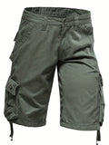 kkboxly  Cotton Comfortable Multi Pocket Cargo Shorts, Men's Casual Elastic Waist Cargo Shorts For Summer Outdoor