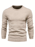 kkboxly  Men's Casual Knitted Sweater - Warm and Stretchy Crew Neck Pullover for Fall and Winter