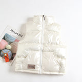 Kids/ Teens Metallic Heavy-Weight Puffer Vest Windproof Padded Sleeveless Gilet Boys And Girls Winter Vest