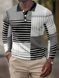 Men's Striped Shirt, Casual Lapel Slightly Stretch Breathable Button Up Long Sleeve Shirt For Outdoor