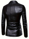 kkboxly  Waterproof and Windproof Men's Faux Leather Cycling Jacket - Stylish and Comfortable Slim Fit Outdoor Clothing