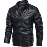kkboxly  Trendy Casual Fuax Leather Zip Up Bomber Jacket With Zipper Pockets, Men's PU Jacket For Spring Fall Outdoor