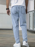 kkboxly Loose Fit Wide Leg Jeans, Men's Casual Distressed Chic Denim Pants