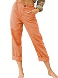 kkboxly  Solid Elastic Waist Pants, Casual Wide Leg Pants For Spring & Summer, Women's Clothing