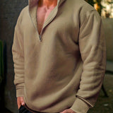 kkboxly  Men's Sweatshirt Pullover For Men Solid Zipper Collar Sweatshirts For Winter Fall Long Sleeve Tops