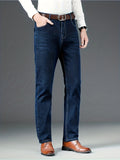 Spring Fall Winter Men's Solid Jeans, Fashion Casual Denim Pants For Males, Men's Clothing