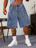 kkboxly  Classic Design Big Pockets Denim Shorts, Men's Casual Street Style Denim Shorts For Summer