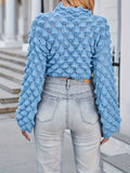 kkboxly Stylish Mock Neck Crop Knit Sweater, Casual Long Sleeve Sweater For Spring & Fall, Women's Clothing