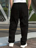 Trendy Solid Cargo Pants, Men's Multi Flap Pocket Trousers, Loose Casual Outdoor Baggy Pants, Men's Work Pants Outdoors Streetwear Hip Hop Style
