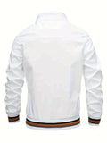 kkboxly  Plus Size Men's Lightweight Soft-Shell Zipper Long Sleeve Sportswear Coat Stand Collar Windbreaker Flight Bomber Jacket