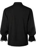 kkboxly  Men's Long Sleeve Retro Medieval Pirate Noble Shirt Renaissance Ruffled Collar Casual Beach Tops Festival Party Dress Shirt Solid Tee Shirt V-Neck Tops For Men Halloween