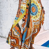 kkboxly  Polka Dot Pleated Skirts, Vintage High Waist Summer Maxi Skirts, Women's Clothing