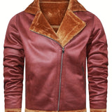 Men's Pu Jacket, Chic Faux Leather Jacket For Fall Winter