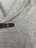 kkboxly  Plus Size Men's Shawl Neck Long Sleeve Sweater With Decorated Leather Belt