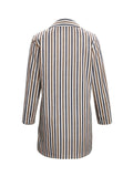 Striped Open Front Blazer, Elegant Long Sleeve Lapel Blazer, Women's Clothing