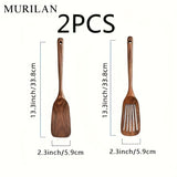 kkboxly 2pcs Wooden Spatula Set, Cookware Shovel For Non-Stick Pan, Cooking Utensils, Non-stick Spatula & Ladle Set, Wooden Cookware For Kitchen Cooking, Kitchen Gadgets, Cheap Items