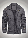 Men's Hooded Military Tactical Jacket Windproof Fleece Coat
