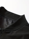 kkboxly  Classic Design Stylish Bomber Jacket, Men's Casual Solid Color Letterman Collar Zip Up Jacket For Spring Fall Outdoor