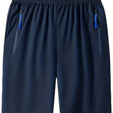 Quick Drying Comfy Shorts, Men's Casual Zipper Pockets Shorts For Summer Gym Workout Training