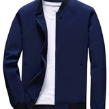 kkboxly  Fashionable Men's Trendy Zipper Versatile Stand Collar Windproof Jacket, Versatile And Comfortable, Suitable For Dates
