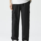 kkboxly  Men's Multi Pocket Casual Pants, Comfy Straight Leg Cargo Pants