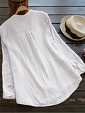 kkboxly   Solid Button Front Blouse, Casual V Neck Long Sleeve Blouse, Women's Clothing