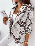 kkboxly  Snake Skin Print Blazer, Elegant Open Front Lapel Long Sleeve Blazer, Elegant & Stylish Outerwear For Office & Work, Women's Clothing
