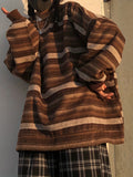 kkboxly  Striped Drop Shoulder Sweatshirt, Casual Crew Neck Long Sleeve Pullover, Women's Clothing