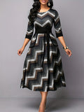 kkboxly  Geo Print Tie Front Dress, Casual Pocket Crew Neck Half Sleeve Dress, Women's Clothing