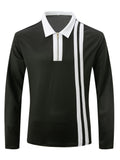 kkboxly Color Block Men's Fashion Comfy Long Sleeve Zipper Shirt