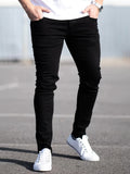 kkboxly  Men's Autumn New Tight Solid Color Cotton Denim Pencil Pants