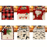 1pc Festive Christmas Linen Table Runner - Table Runners for Holiday Decor, Kitchen Dining Room Scene Decoration, Party Supplies, Gift Ideas, and Atmosphere Decoration