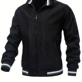 kkboxly  Solid Men's Casual Baseball Bomber Jacket Coat Regular Fit College Hipster Windbreaker For Spring Autumn