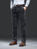 kkboxly Men's Corduroy Pants For Business, Formal Stretch Straight Leg Pants For Fall Winter