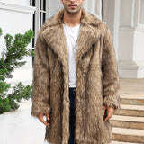 kkboxly  Men's Trendy Polar Fleece Fluffy Coat Warm Jacket Long Coat Outwear Solid  For Men Winter Autumn Hiphop Style Streetwear