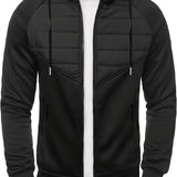 Men's Casual Zip Up Hoodie, Warm Hooded Jacket With Zipper Pocket For Sports