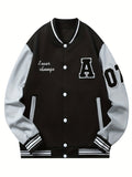 kkboxly Men's Stylish Baseball Jacket - Make a Lasting Impression with a Patch Long Sleeve Look