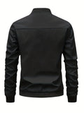 kkboxly  Men's Plain Color Casual Stand Collar Zipper Jacket With Pockets For Baseball, Sports, Walking Plus Size, Best Sellers Gifts
