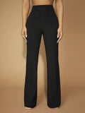 kkboxly  Solid Pintuck Straight Leg Pants, Casual High Waist Pants, Women's Clothing