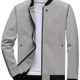 kkboxly  Fashionable Men's Trendy Zipper Versatile Stand Collar Windproof Jacket, Versatile And Comfortable, Suitable For Dates